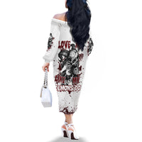 Love Me Like My Demons Do Skull Family Matching Off Shoulder Long Sleeve Dress and Hawaiian Shirt - Wonder Print Shop