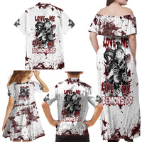 Love Me Like My Demons Do Skull Family Matching Off Shoulder Maxi Dress and Hawaiian Shirt - Wonder Print Shop