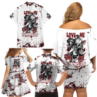 Love Me Like My Demons Do Skull Family Matching Off Shoulder Short Dress and Hawaiian Shirt - Wonder Print Shop