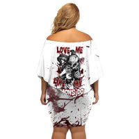 Love Me Like My Demons Do Skull Family Matching Off Shoulder Short Dress and Hawaiian Shirt - Wonder Print Shop