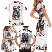 Love Me Like My Demons Do Skull Family Matching Short Sleeve Bodycon Dress and Hawaiian Shirt - Wonder Print Shop