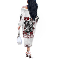 Love Me Like My Demons Do Skull Off The Shoulder Long Sleeve Dress - Wonder Print Shop