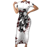Love Me Like My Demons Do Skull Short Sleeve Bodycon Dress - Wonder Print Shop