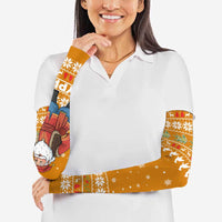 Cyprus Christmas Arm Sleeves with Santa Holding Doves Olive Branch Snowflakes and Holiday - Wonder Print Shop