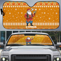 Cyprus Christmas Auto Sun Shade with Santa Holding Doves Olive Branch Snowflakes and Holiday - Wonder Print Shop