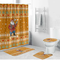 Cyprus Christmas Bathroom Set with Santa Holding Doves Olive Branch Snowflakes and Holiday - Wonder Print Shop