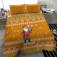 Cyprus Christmas Bedding Set with Santa Holding Doves Olive Branch Snowflakes and Holiday - Wonder Print Shop