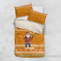 Cyprus Christmas Bedding Set with Santa Holding Doves Olive Branch Snowflakes and Holiday - Wonder Print Shop