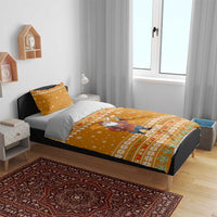 Cyprus Christmas Bedding Set with Santa Holding Doves Olive Branch Snowflakes and Holiday - Wonder Print Shop