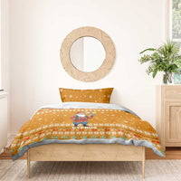 Cyprus Christmas Bedding Set with Santa Holding Doves Olive Branch Snowflakes and Holiday - Wonder Print Shop