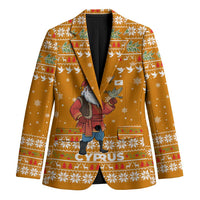 Cyprus Christmas Blazer with Santa Holding Doves Olive Branch Snowflakes and Holiday - Wonder Print Shop