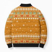 Cyprus Christmas Bomber Puffer Jacket with Santa Holding Doves Olive Branch Snowflakes and Holiday - Wonder Print Shop