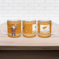 Cyprus Christmas Ceramic Mug with Santa Holding Doves Olive Branch Snowflakes and Holiday - Wonder Print Shop