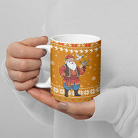 Cyprus Christmas Ceramic Mug with Santa Holding Doves Olive Branch Snowflakes and Holiday - Wonder Print Shop