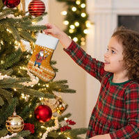 Cyprus Christmas Stocking with Santa Holding Doves Olive Branch Snowflakes and Holiday - Wonder Print Shop