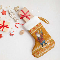 Cyprus Christmas Stocking with Santa Holding Doves Olive Branch Snowflakes and Holiday - Wonder Print Shop