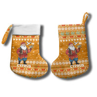 Cyprus Christmas Stocking with Santa Holding Doves Olive Branch Snowflakes and Holiday - Wonder Print Shop