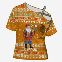 Cyprus Christmas Cross Shoulder Shirt with Santa Holding Doves Olive Branch Snowflakes and Holiday - Wonder Print Shop