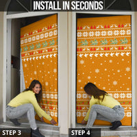 Cyprus Christmas Door Cover with Santa Holding Doves Olive Branch Snowflakes and Holiday - Wonder Print Shop