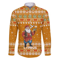 Cyprus Christmas Family Matching Off The Shoulder Long Sleeve Dress and Hawaiian Shirt with Santa Holding Doves Olive Branch Snowflakes and Holiday - Wonder Print Shop