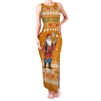 Cyprus Christmas Family Matching Tank Maxi Dress and Hawaiian Shirt with Santa Holding Doves Olive Branch Snowflakes and Holiday - Wonder Print Shop