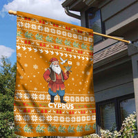 Cyprus Christmas Garden Flag with Santa Holding Doves Olive Branch Snowflakes and Holiday - Wonder Print Shop