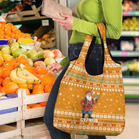 Cyprus Christmas Grocery Bag with Santa Holding Doves Olive Branch Snowflakes and Holiday - Wonder Print Shop