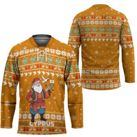 Cyprus Christmas Hockey Jersey with Santa Holding Doves Olive Branch Snowflakes and Holiday - Wonder Print Shop