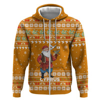 Cyprus Christmas Hoodie with Santa Holding Doves Olive Branch Snowflakes and Holiday - Wonder Print Shop