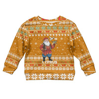 Cyprus Christmas Kid Ugly Christmas Sweater with Santa Holding Doves Olive Branch Snowflakes and Holiday - Wonder Print Shop
