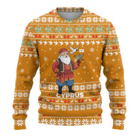 Cyprus Christmas Ugly Christmas Sweater with Santa Holding Doves Olive Branch Snowflakes and Holiday - Wonder Print Shop