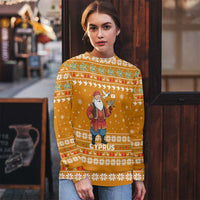 Cyprus Christmas Ugly Christmas Sweater with Santa Holding Doves Olive Branch Snowflakes and Holiday - Wonder Print Shop