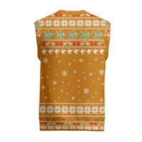 Cyprus Christmas Knitted V-Neck Vest with Santa Holding Doves Olive Branch Snowflakes and Holiday - Wonder Print Shop