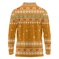 Cyprus Christmas Long Sleeve Polo Shirt with Santa Holding Doves Olive Branch Snowflakes and Holiday - Wonder Print Shop