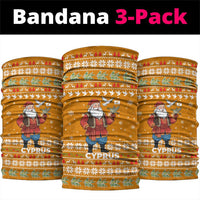 Cyprus Christmas Neck Gaiter with Santa Holding Doves Olive Branch Snowflakes and Holiday - Wonder Print Shop