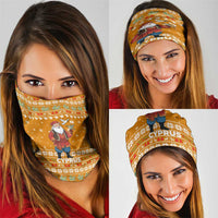 Cyprus Christmas Neck Gaiter with Santa Holding Doves Olive Branch Snowflakes and Holiday - Wonder Print Shop