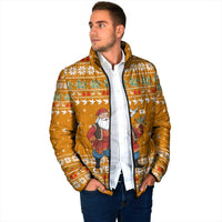 Cyprus Christmas Padded Jacket with Santa Holding Doves Olive Branch Snowflakes and Holiday - Wonder Print Shop