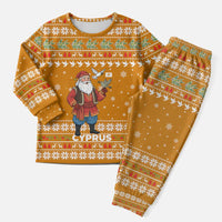 Cyprus Christmas Pajama Set with Santa Holding Doves Olive Branch Snowflakes and Holiday - Wonder Print Shop