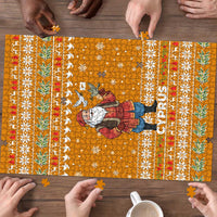 Cyprus Christmas Puzzle with Santa Holding Doves Olive Branch Snowflakes and Holiday - Wonder Print Shop