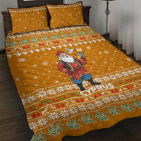 Cyprus Christmas Quilt Bed Set with Santa Holding Doves Olive Branch Snowflakes and Holiday - Wonder Print Shop