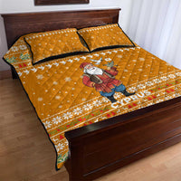Cyprus Christmas Quilt Bed Set with Santa Holding Doves Olive Branch Snowflakes and Holiday - Wonder Print Shop