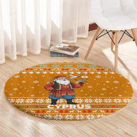 Cyprus Christmas Round Carpet with Santa Holding Doves Olive Branch Snowflakes and Holiday - Wonder Print Shop