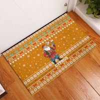 Cyprus Christmas Rubber Doormat with Santa Holding Doves Olive Branch Snowflakes and Holiday - Wonder Print Shop
