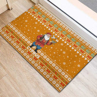 Cyprus Christmas Rubber Doormat with Santa Holding Doves Olive Branch Snowflakes and Holiday - Wonder Print Shop