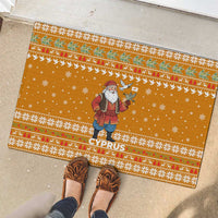 Cyprus Christmas Rubber Doormat with Santa Holding Doves Olive Branch Snowflakes and Holiday - Wonder Print Shop