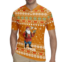 Cyprus Christmas Rugby Jersey with Santa Holding Doves Olive Branch Snowflakes and Holiday - Wonder Print Shop