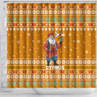 Cyprus Christmas Shower Curtain with Santa Holding Doves Olive Branch Snowflakes and Holiday - Wonder Print Shop