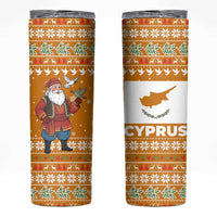 Cyprus Christmas Skinny Tumbler with Santa Holding Doves Olive Branch Snowflakes and Holiday - Wonder Print Shop