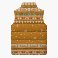 Cyprus Christmas Sleeveless Puffer Jacket with Santa Holding Doves Olive Branch Snowflakes and Holiday - Wonder Print Shop