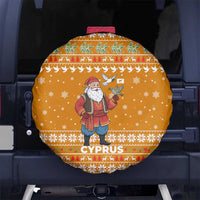 Cyprus Christmas Spare Tire Cover with Santa Holding Doves Olive Branch Snowflakes and Holiday - Wonder Print Shop